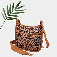 Leopard Patterned Quilted Shiny Puffer Mini Crossbody Bag