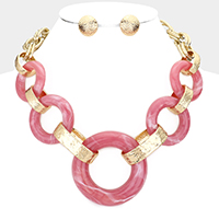 Celluloid Acetate Open Circle Link Necklace