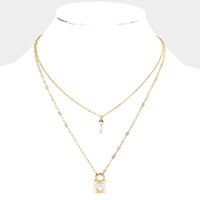 Key Lock Pendant Double Layered Necklace