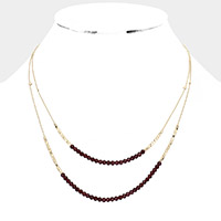 Faceted Beaded Double Layered Bib Necklace