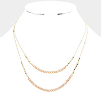Faceted Beaded Double Layered Bib Necklace