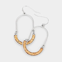 Linked Open Metal Oval Dangle Earrings