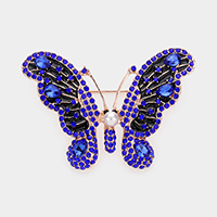 Pearl Stone Embellished Butterfly Pin Brooch