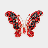 Pearl Stone Embellished Butterfly Pin Brooch