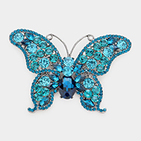 Multi Stone Butterfly Pin Brooch