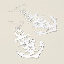 Brass Metal Cut Out Anchor Dangle Earrings