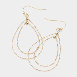 Brass Metal Open Metal Double Teardrop Dangle Earrings