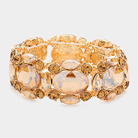 Oval Stone Accented Stretch Evening Bracelet