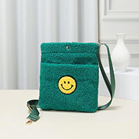 Smile Pointed Sherpa Rectangle Crossbody Bag