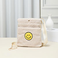 Smile Pointed Sherpa Rectangle Crossbody Bag