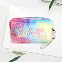 LOVE Message Soft Faux Fur Pouch Bag