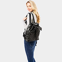Quilted Shiny Puffer Backpack Bag
