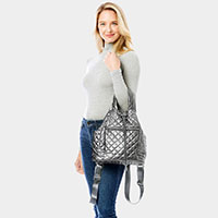 Quilted Shiny Puffer Backpack Bag
