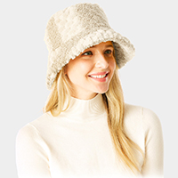 Two Tone Faux Fur Bucket Hat