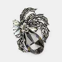 Teardrop Stone Accented Leaf Pin Brooch