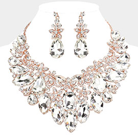 Multi Stone Cluster Evening Necklace