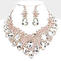 Multi Stone Cluster Evening Necklace