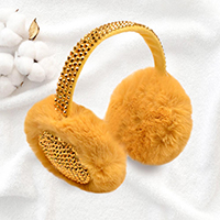 Studded Fluffy Plush Fur Foldable Earmuff