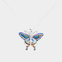 Patterned Butterfly Pendant Necklace