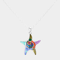 Patterned Starfish Pendant Necklace