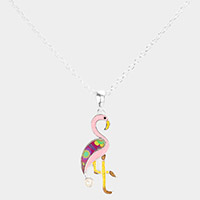 Patterned Flamingo Pendant Necklace