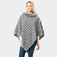 Soft Faux Fur Collar Poncho