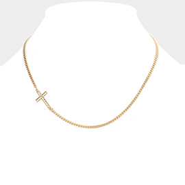 Metal Cross Accented Necklace