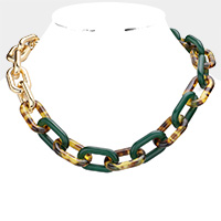 Celluloid Acetate Open Oval Link Necklace