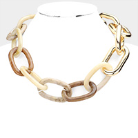 Celluloid Acetate Open Oval Link Necklace