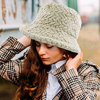 Patterned Faux Fur Solid Bucket Hat