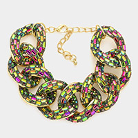 Stone Embellished Link Evening Bracelet