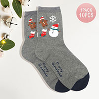 10Pairs - Christmas Theme Printed Socks
