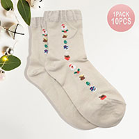 10Pairs - Christmas Theme Printed Socks