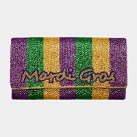 Mardi Gras Beaded Message Clutch / Crossbody Bag