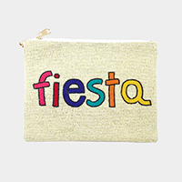 fiesta Seed Beaded Message Clutch / Crossbody Bag