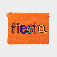 fiesta Seed Beaded Message Clutch / Crossbody Bag