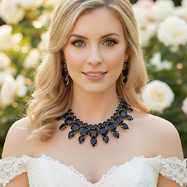 Multi Stone Cluster Evening Necklace