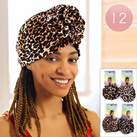 12PCS - Leopard Patterned Turban Hats