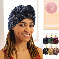 12PCS - Bling Velvet Turban Hats