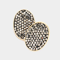 Rhinestone Embellished Oval Stud Earrings