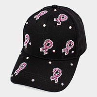 Bling Pink Ribbon Baseball Cap