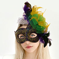 Mardi Gras Masquerade Venetian Feather Mask
