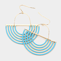Color Detailed Abstract Metal Dangle Earrings