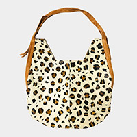 Leopard Patterned Genuine Fur Calf Tote Bag
