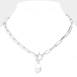 Pearl Pendant Toggle Necklace