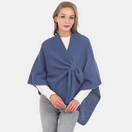 Solid Knit Pull Through Cape Poncho