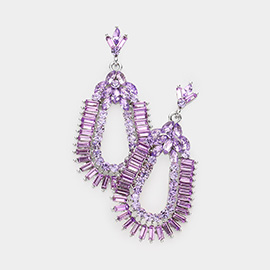 Baguette Cut Crystal Rhinestone Evening Earrings