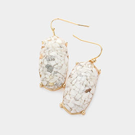 Semi Precious Hexagon Dangle Earrings