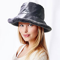 Faux Fur Inside Brim Solid Bucket Hat