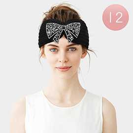 12PCS - Bow Accented Knit Earmuff Headbands